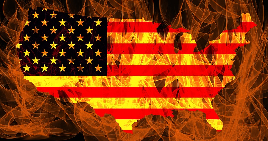 The-United-States-Map-Burning